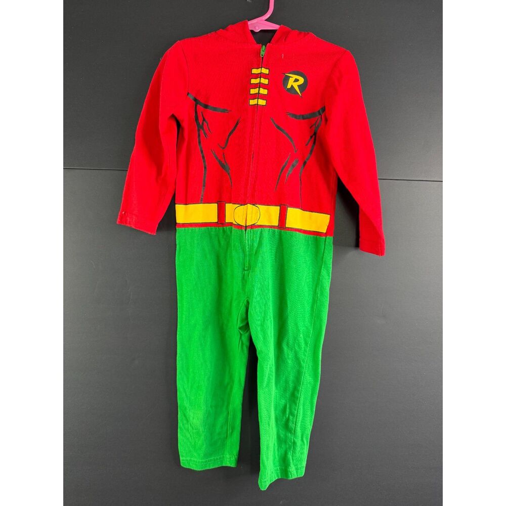 DC Comics Batman and Robin Toddler Costume 3T Hooded Jumpsuit Halloween EUC